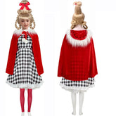 Girls Cindy Lou Who Costume Whoville Dress Cloak Christmas Girls Wig ACcosplay
